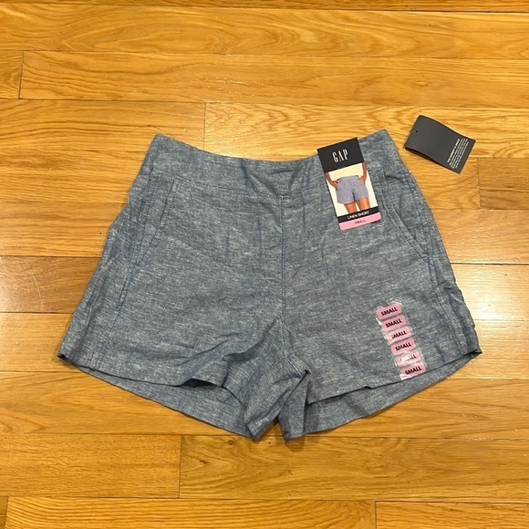 Nwt Gap linen blend blue chambray shorts size small . - Picture 1 of 9